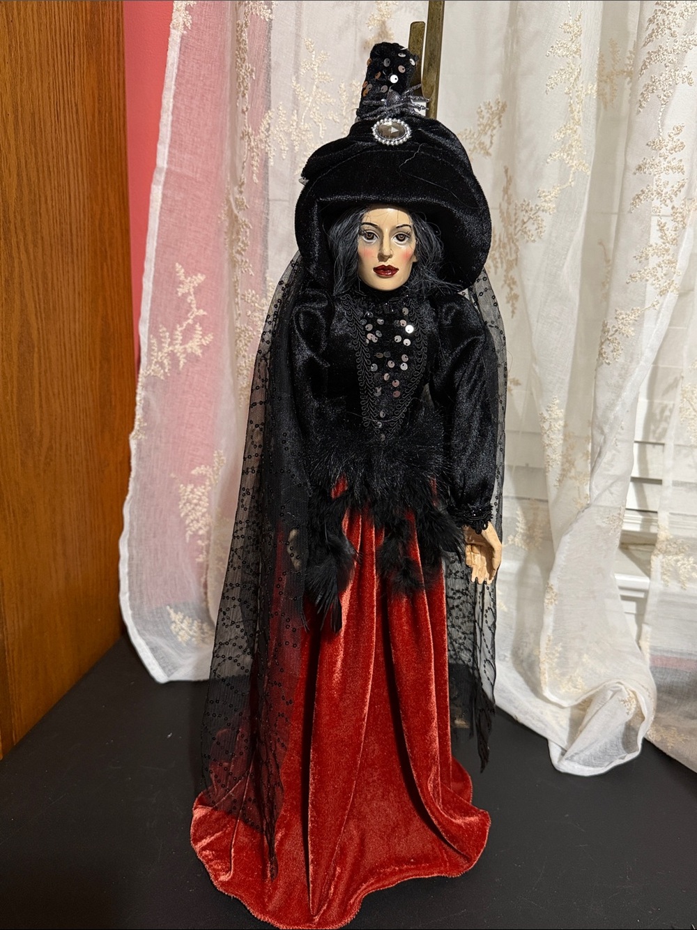 Cynthia Rowley witch doll in velvet dress decor